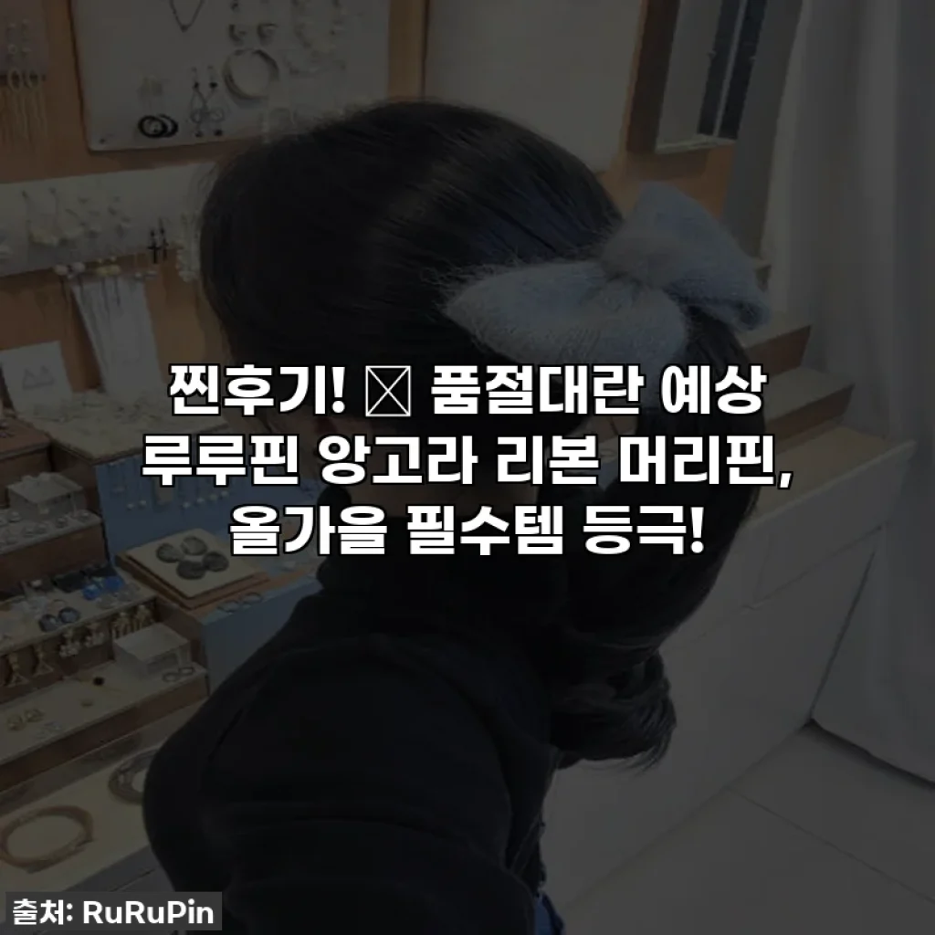 찐후기! 💖 품절대란 예상 루루핀 앙고라 리본 머리핀, 올가을 필수템 등극!
