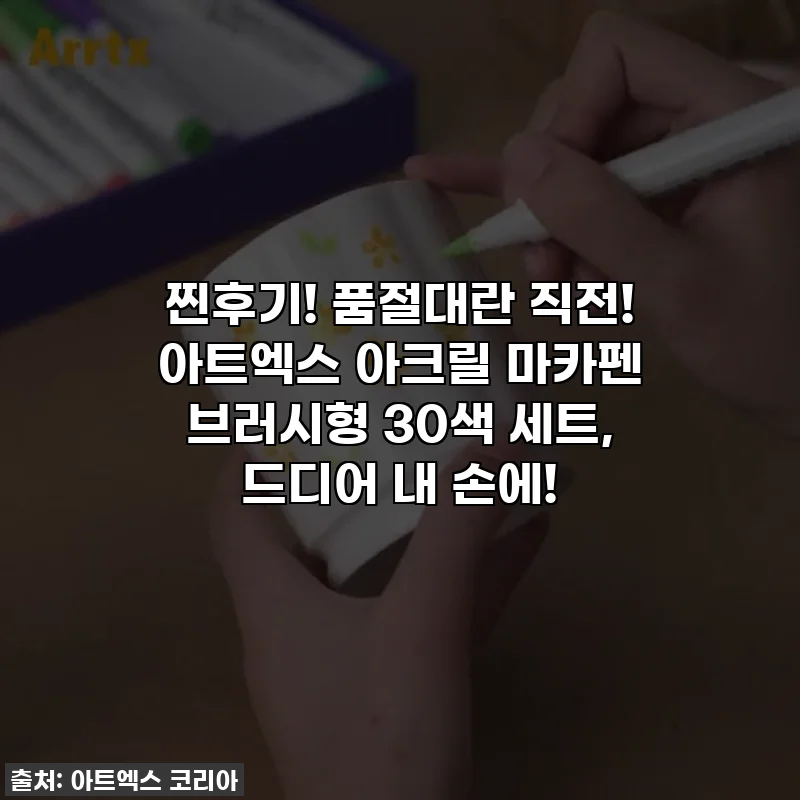 찐후기! 품절대란 직전! 아트엑스 아크릴 마카펜 브러시형 30색 세트, 드디어 내 손에!