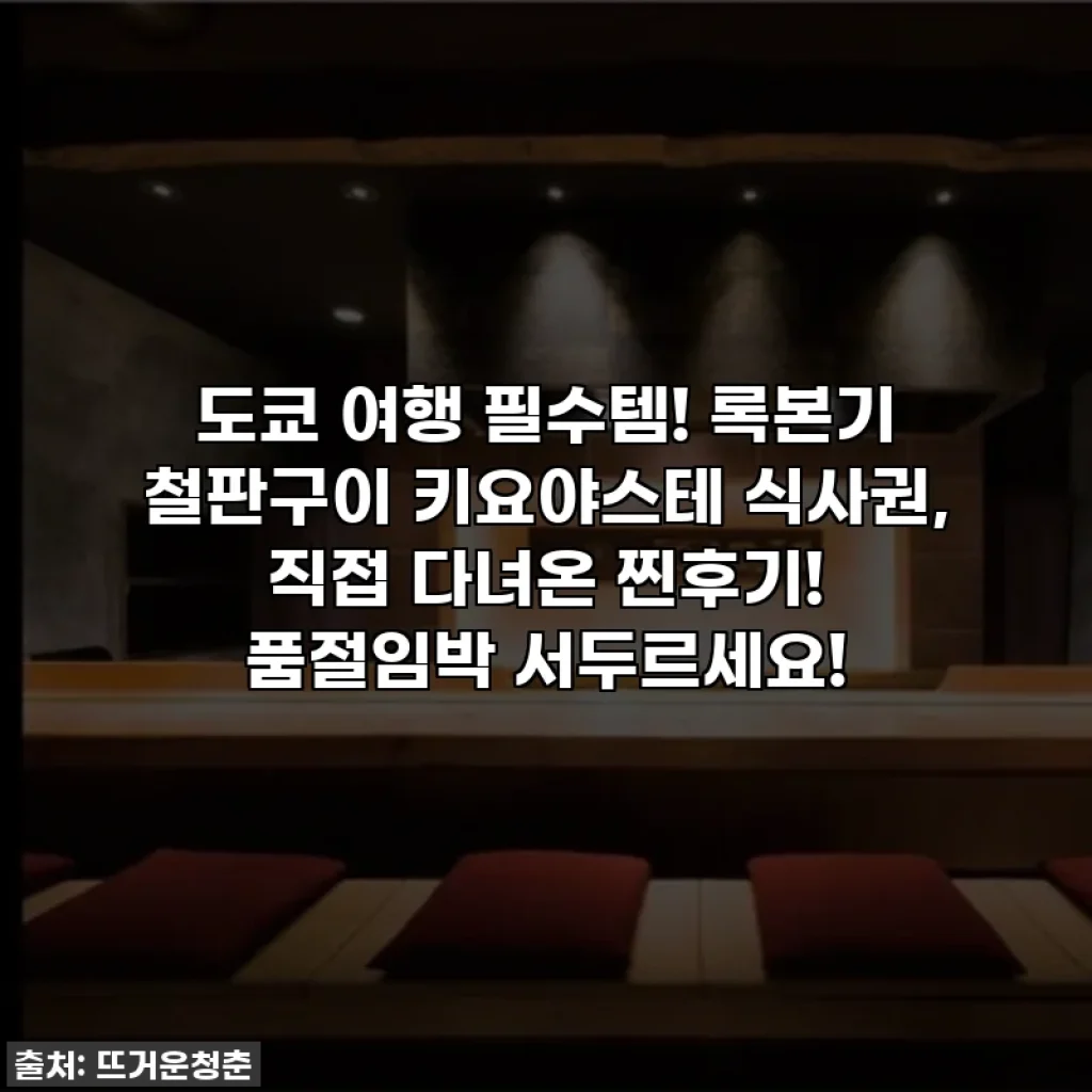 도쿄 여행 필수템! 록본기 철판구이 키요야스테 식사권, 직접 다녀온 찐후기! 품절임박 서두르세요!