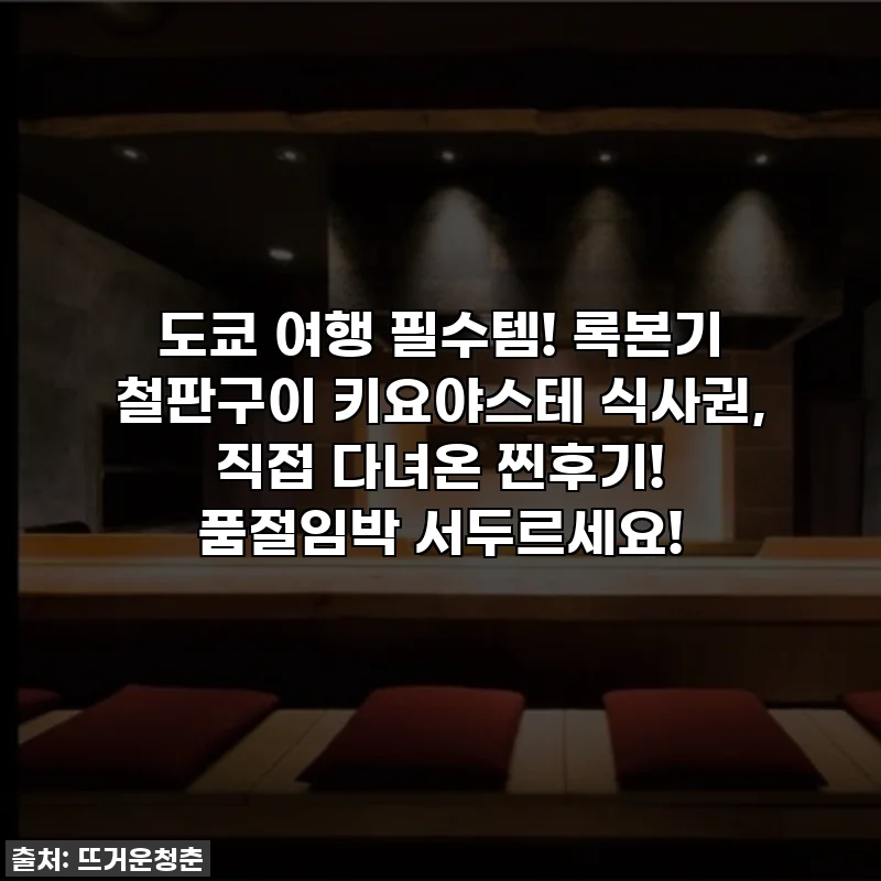 도쿄 여행 필수템! 록본기 철판구이 키요야스테 식사권, 직접 다녀온 찐후기! 품절임박 서두르세요!