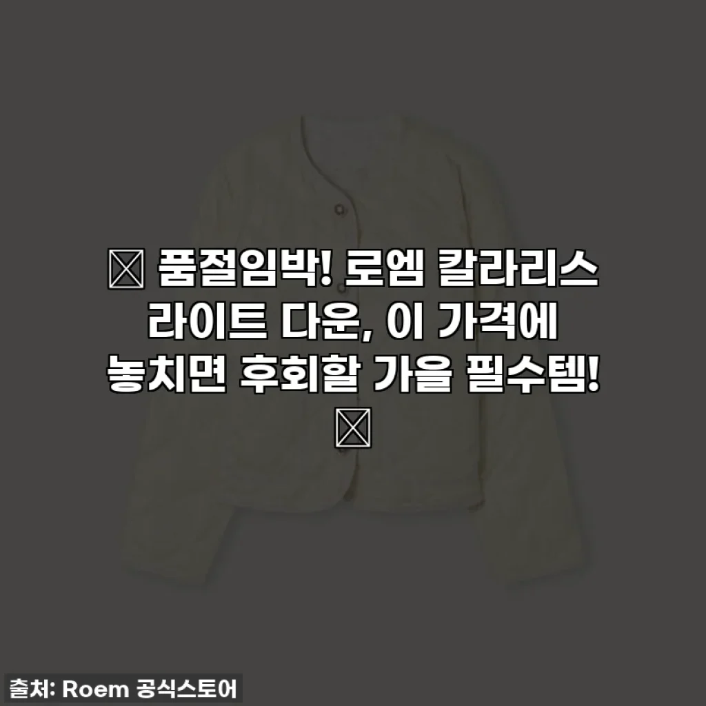 ✨ 품절임박! 로엠 칼라리스 라이트 다운, 이 가격에 놓치면 후회할 가을 필수템! ✨