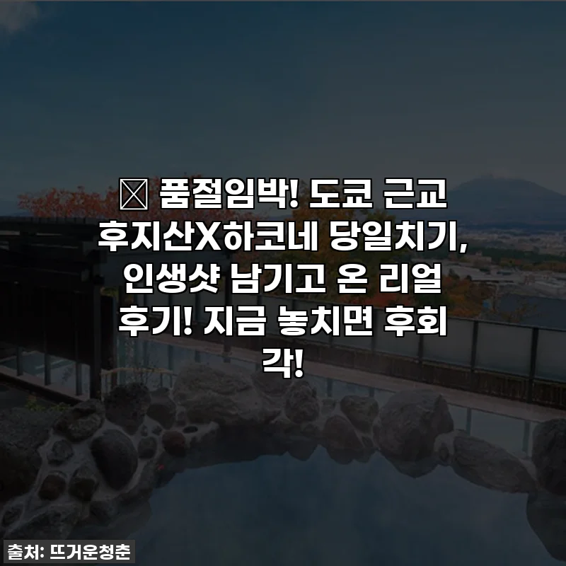 🔥 품절임박! 도쿄 근교 후지산X하코네 당일치기, 인생샷 남기고 온 리얼 후기! 지금 놓치면 후회 각!