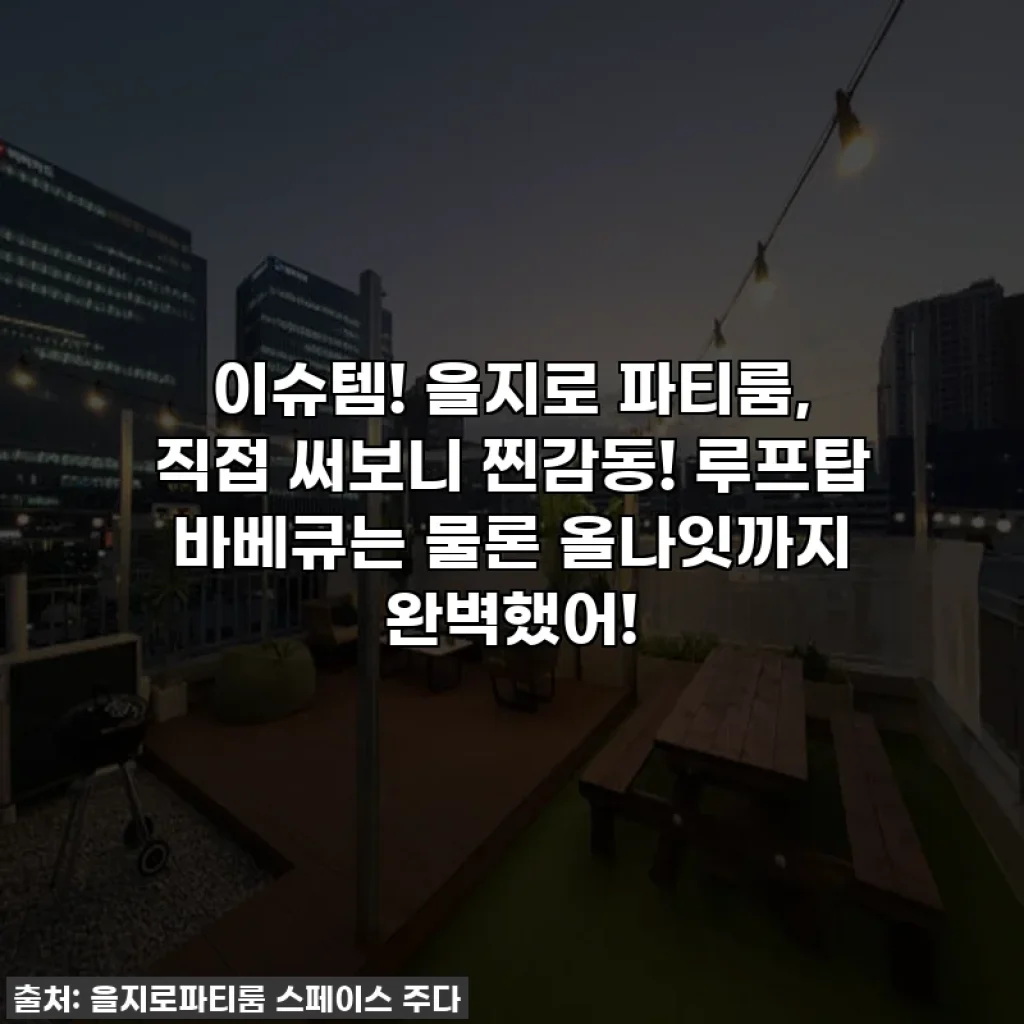 이슈템! 을지로 파티룸, 직접 써보니 찐감동! 루프탑 바베큐는 물론 올나잇까지 완벽했어!