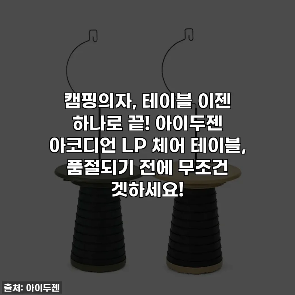 캠핑의자, 테이블 이젠 하나로 끝! 아이두젠 아코디언 LP 체어 테이블, 품절되기 전에 무조건 겟하세요!