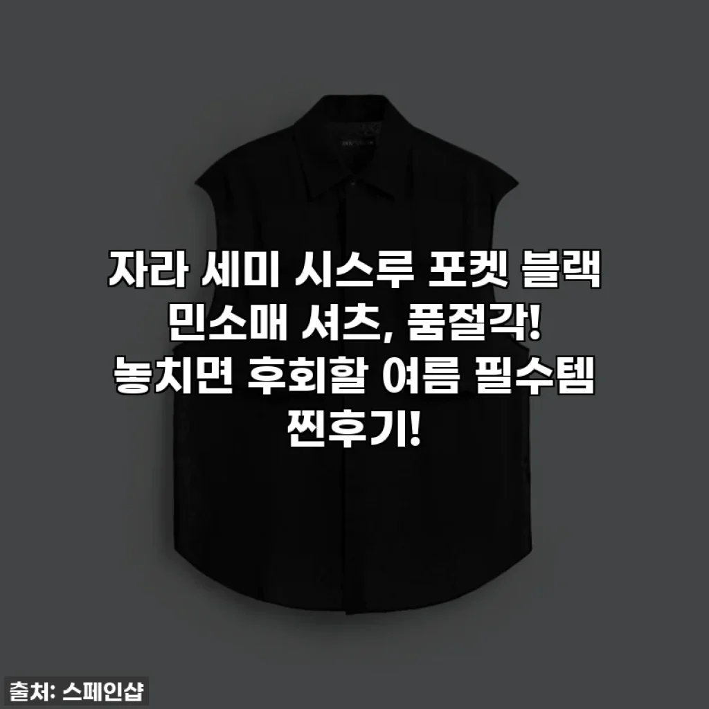 자라 세미 시스루 포켓 블랙 민소매 셔츠, 품절각! 놓치면 후회할 여름 필수템 찐후기!