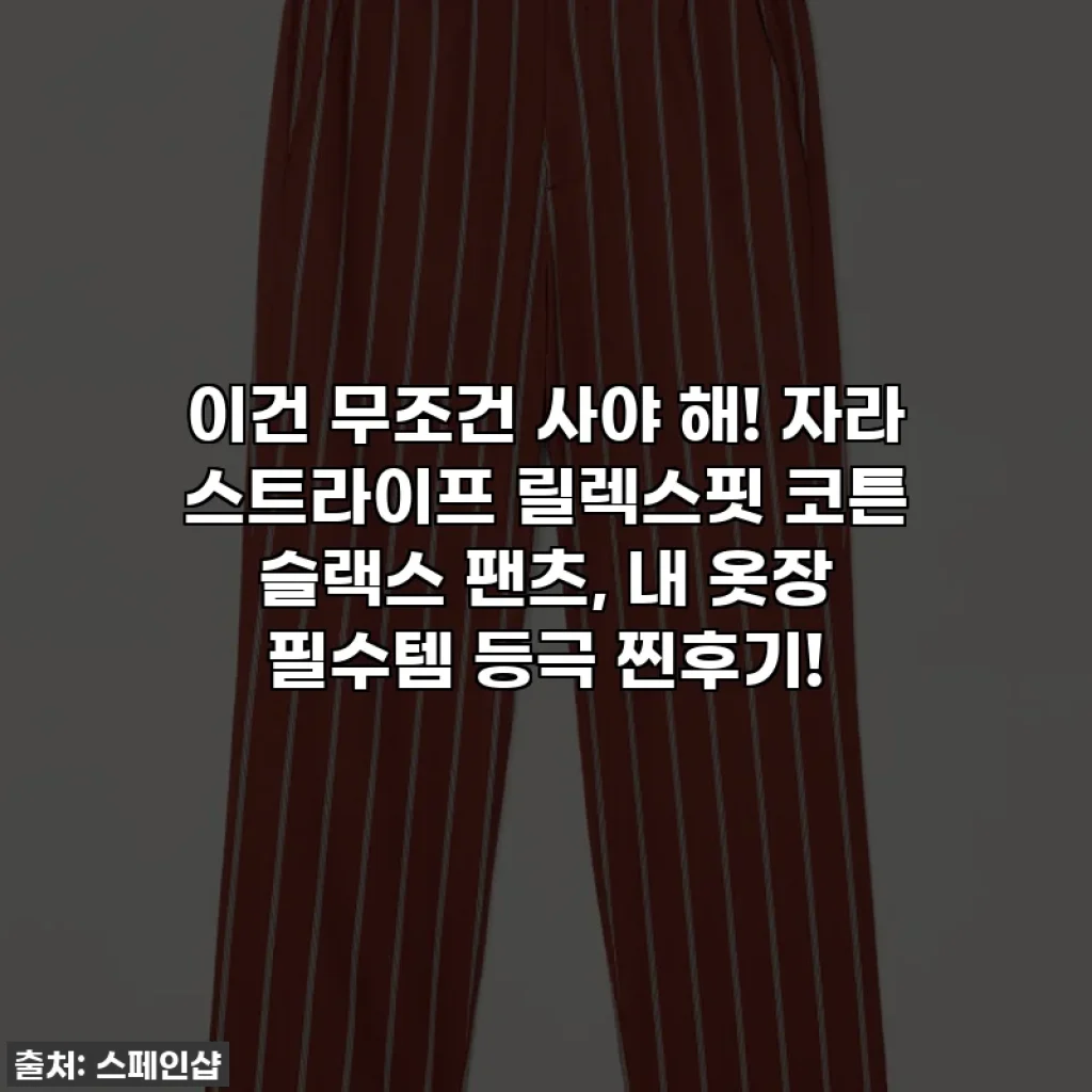 이건 무조건 사야 해! 자라 스트라이프 릴렉스핏 코튼 슬랙스 팬츠, 내 옷장 필수템 등극 찐후기!