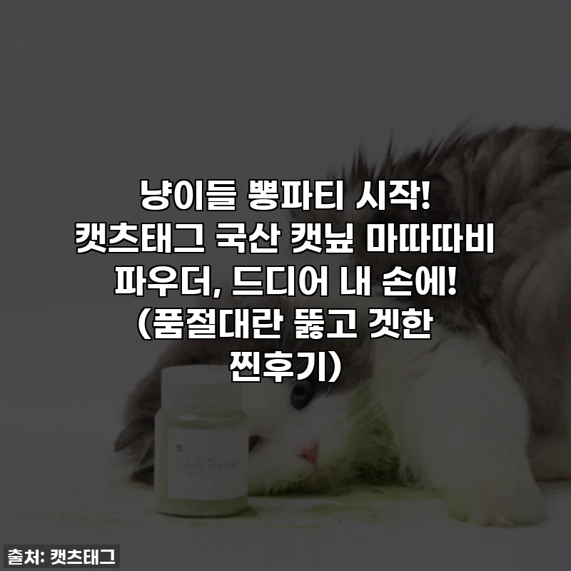 냥이들 뽕파티 시작! 캣츠태그 국산 캣닢 마따따비 파우더, 드디어 내 손에! (품절대란 뚫고 겟한 찐후기)
