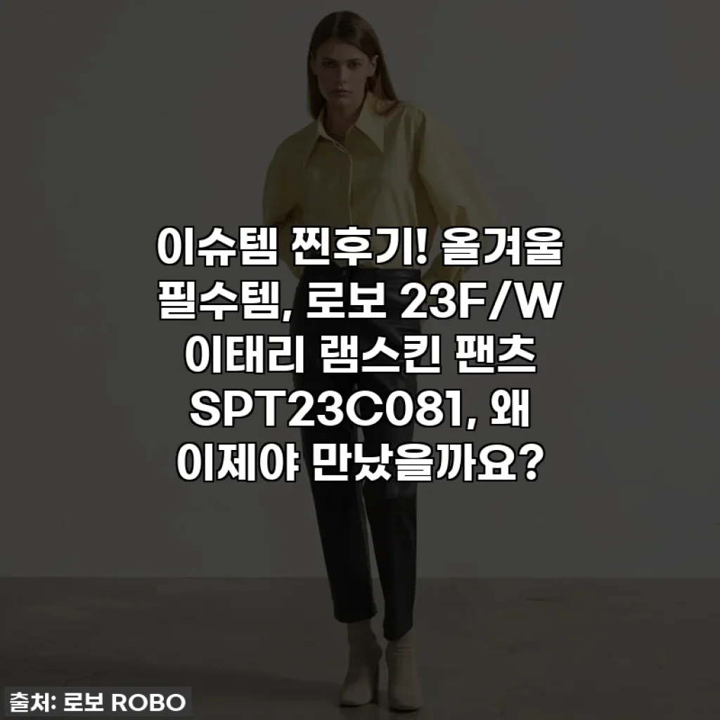 이슈템 찐후기! 올겨울 필수템, 로보 23F/W 이태리 램스킨 팬츠 SPT23C081, 왜 이제야 만났을까요?