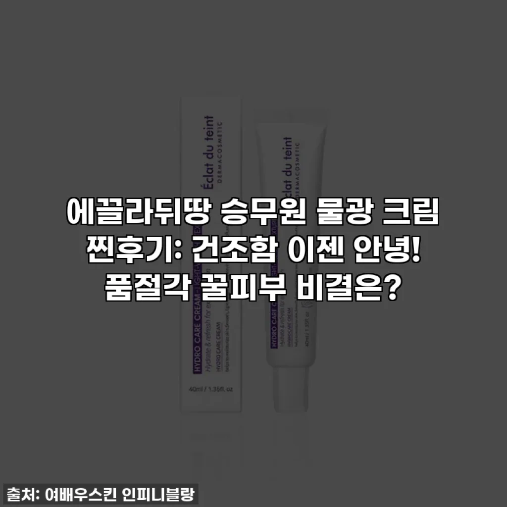 에끌라뒤땅 승무원 물광 크림 찐후기: 건조함 이젠 안녕! 품절각 꿀피부 비결은?