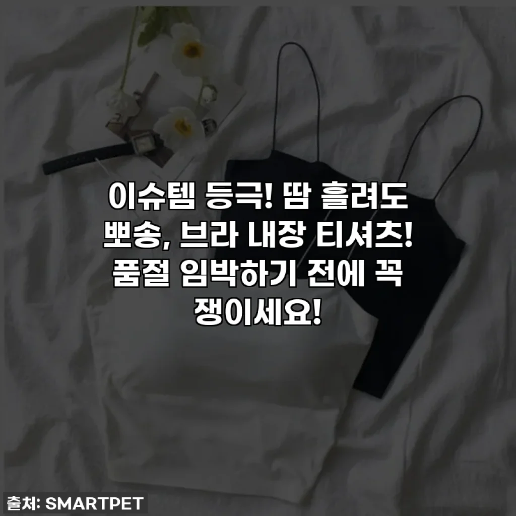 이슈템 등극! 땀 흘려도 뽀송, 브라 내장 티셔츠! 품절 임박하기 전에 꼭 쟁이세요!