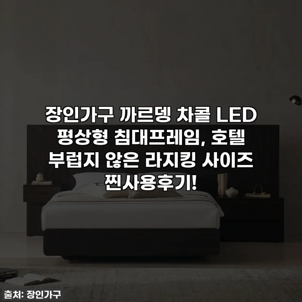 장인가구 까르뎅 차콜 LED 평상형 침대프레임, 호텔 부럽지 않은 라지킹 사이즈 찐사용후기!
