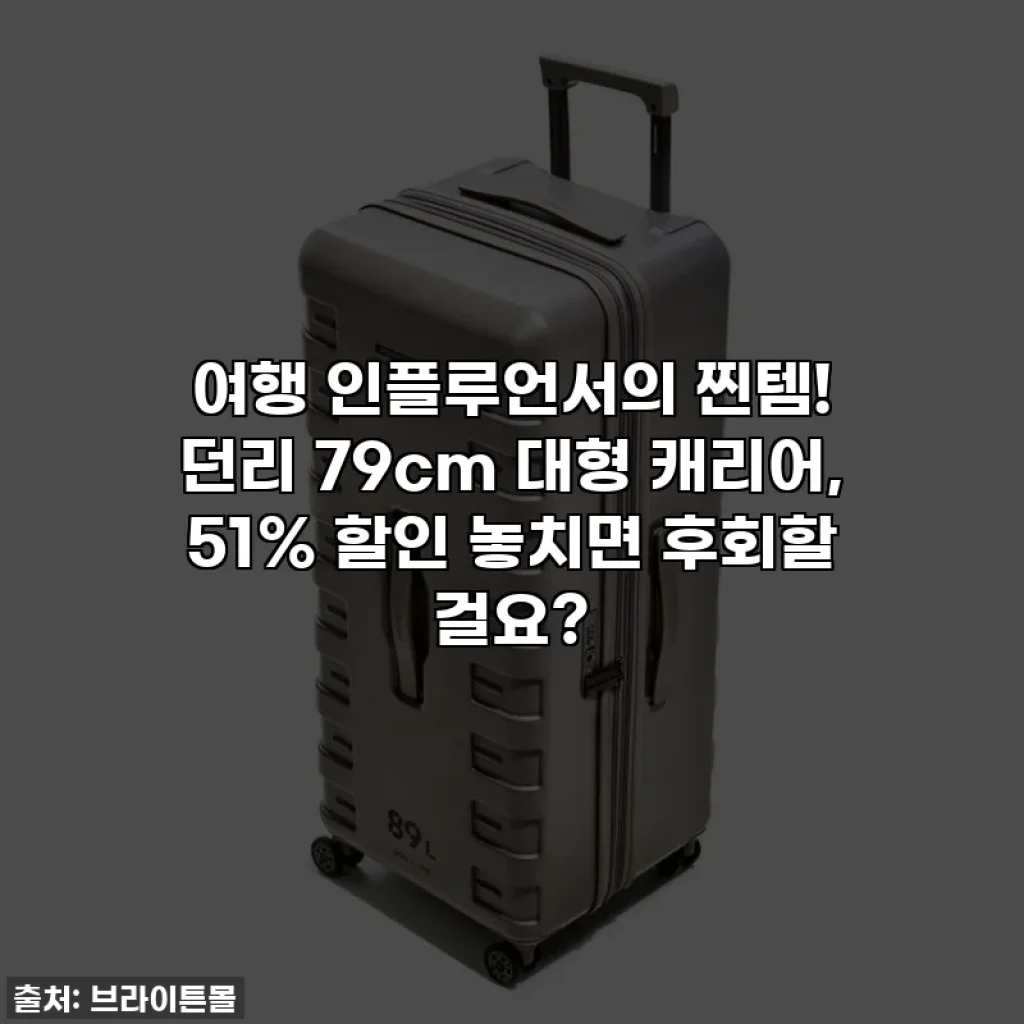 여행 인플루언서의 찐템! 던리 79cm 대형 캐리어, 51% 할인 놓치면 후회할 걸요?