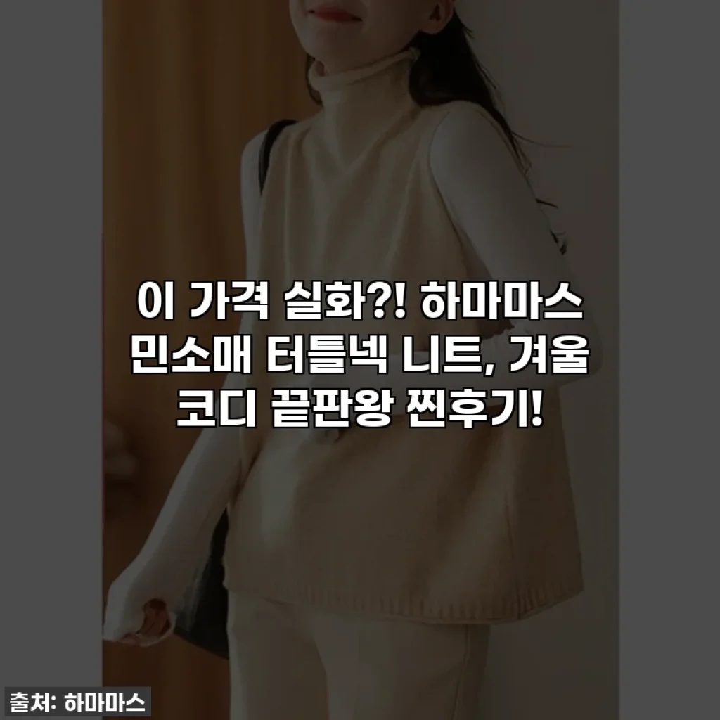 이 가격 실화?! 하마마스 민소매 터틀넥 니트, 겨울 코디 끝판왕 찐후기!