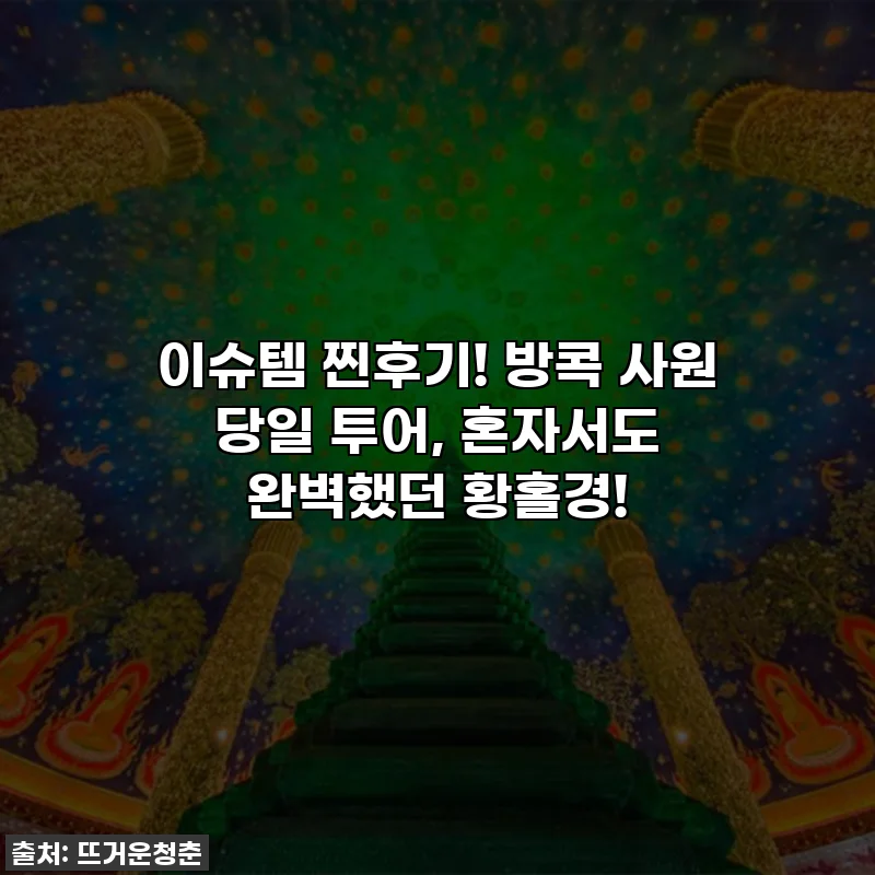 이슈템 찐후기! 방콕 사원 당일 투어, 혼자서도 완벽했던 황홀경!
