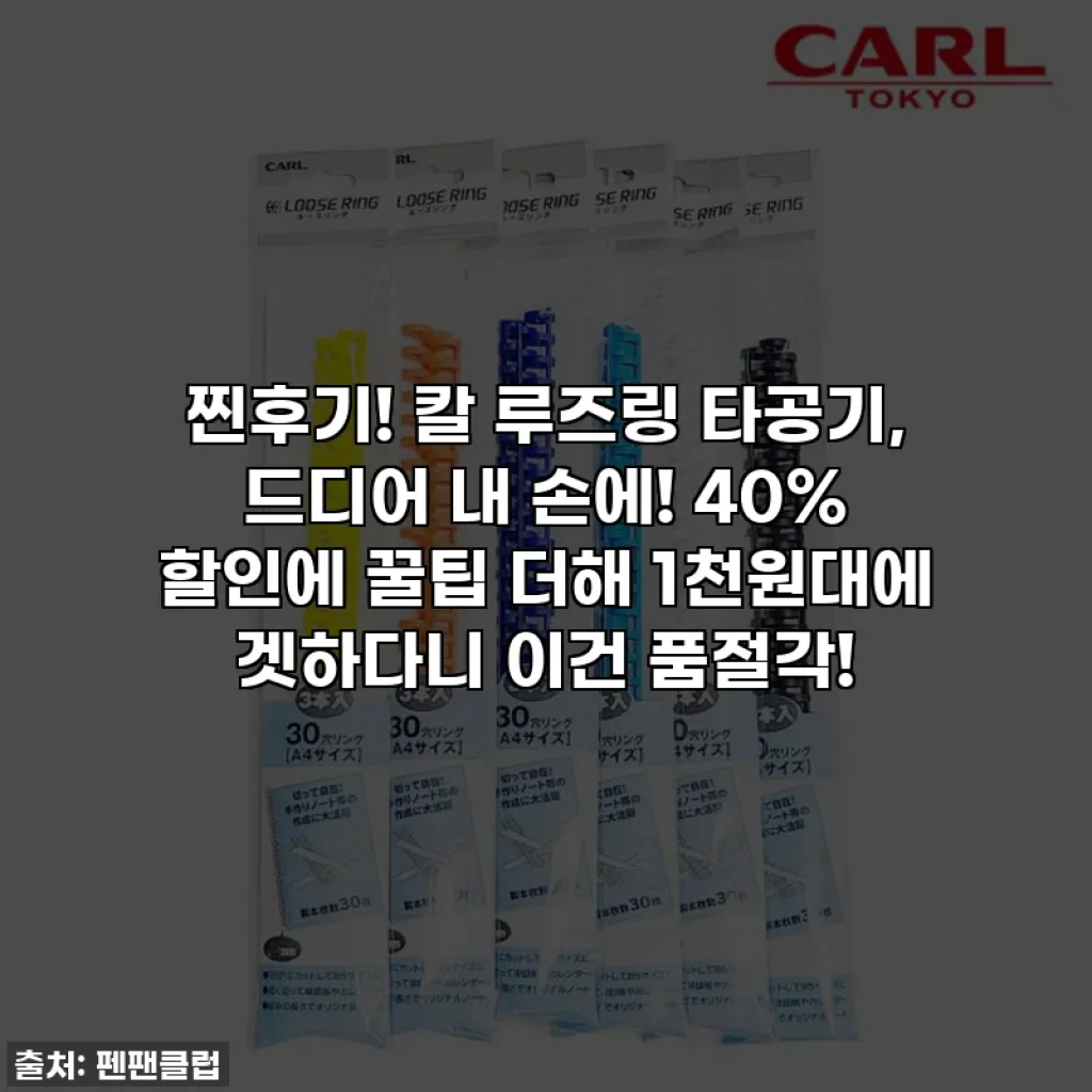 찐후기! 칼 루즈링 타공기, 드디어 내 손에! 40% 할인에 꿀팁 더해 1천원대에 겟하다니 이건 품절각!