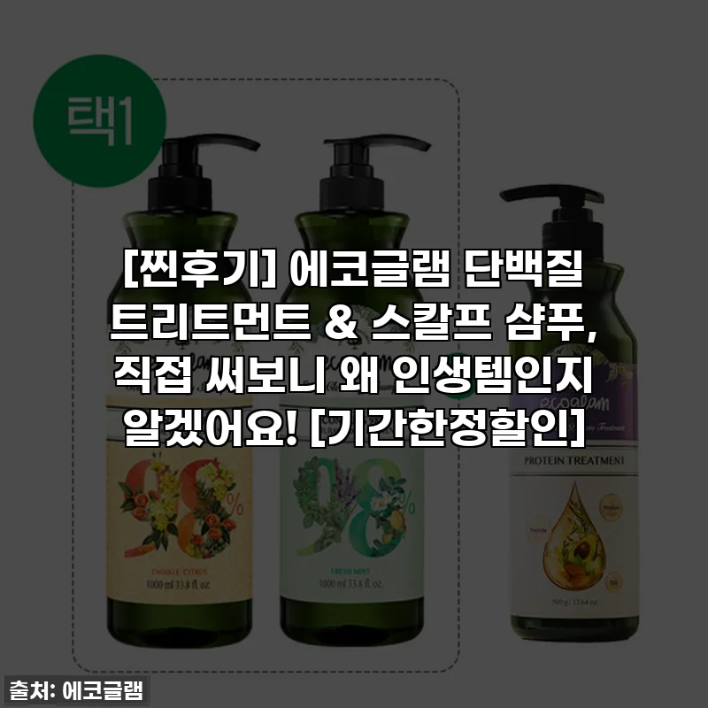 [찐후기] 에코글램 단백질 트리트먼트 & 스칼프 샴푸, 직접 써보니 왜 인생템인지 알겠어요! [기간한정할인]