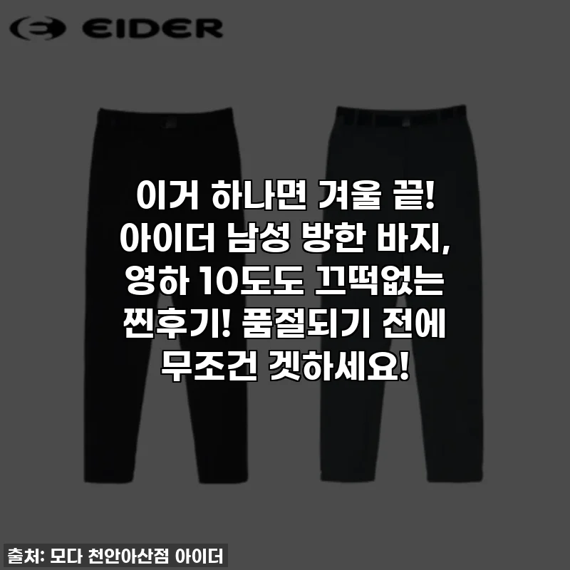 이거 하나면 겨울 끝! 아이더 남성 방한 바지, 영하 10도도 끄떡없는 찐후기! 품절되기 전에 무조건 겟하세요!