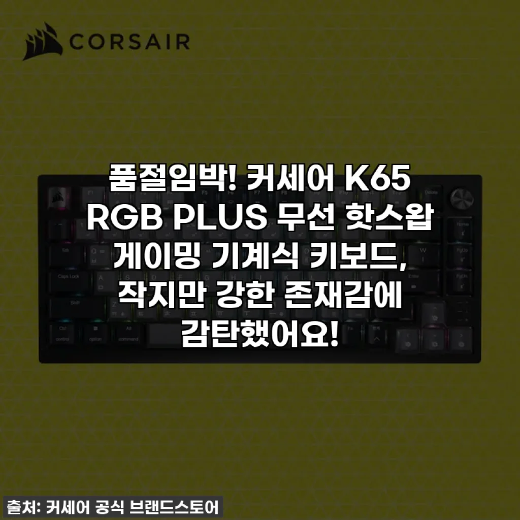 품절임박! 커세어 K65 RGB PLUS 무선 핫스왑 게이밍 기계식 키보드, 작지만 강한 존재감에 감탄했어요!