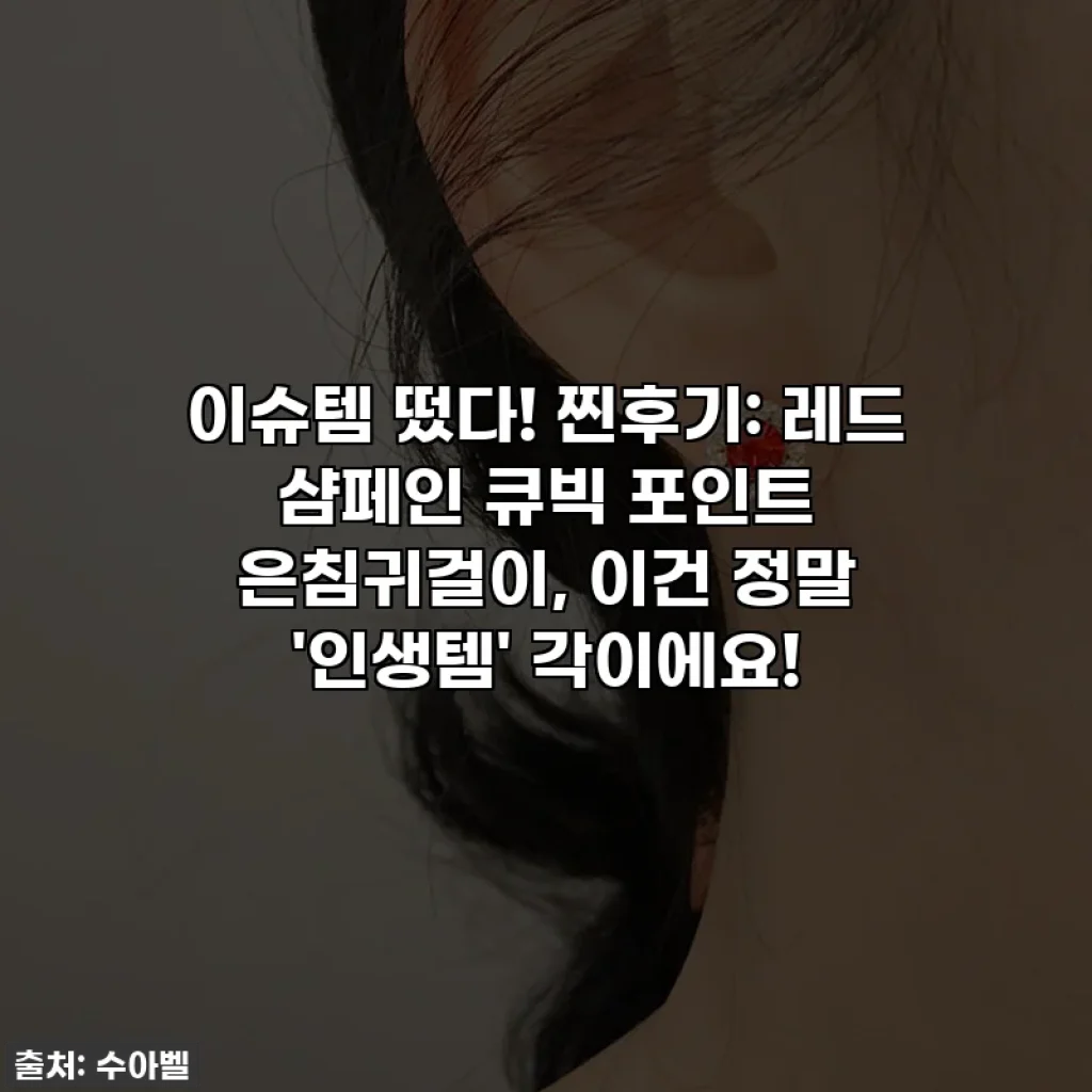 이슈템 떴다! 찐후기: 레드 샴페인 큐빅 포인트 은침귀걸이, 이건 정말 '인생템' 각이에요!