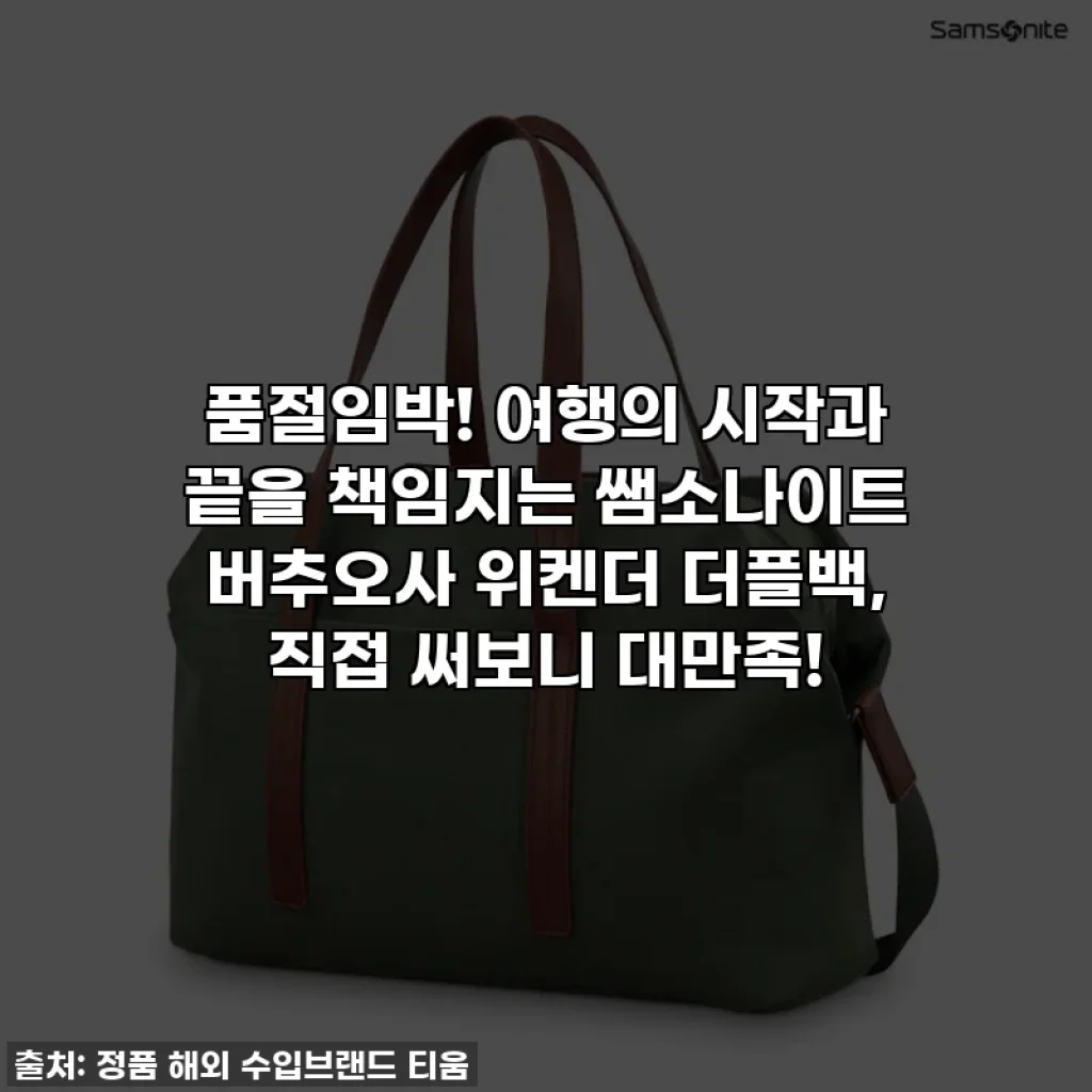 품절임박! 여행의 시작과 끝을 책임지는 쌤소나이트 버추오사 위켄더 더플백, 직접 써보니 대만족!