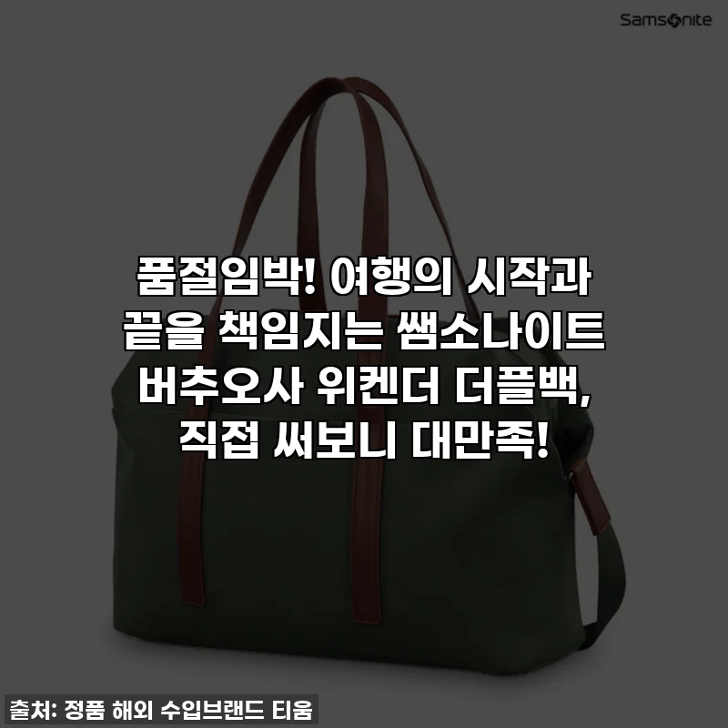 품절임박! 여행의 시작과 끝을 책임지는 쌤소나이트 버추오사 위켄더 더플백, 직접 써보니 대만족!