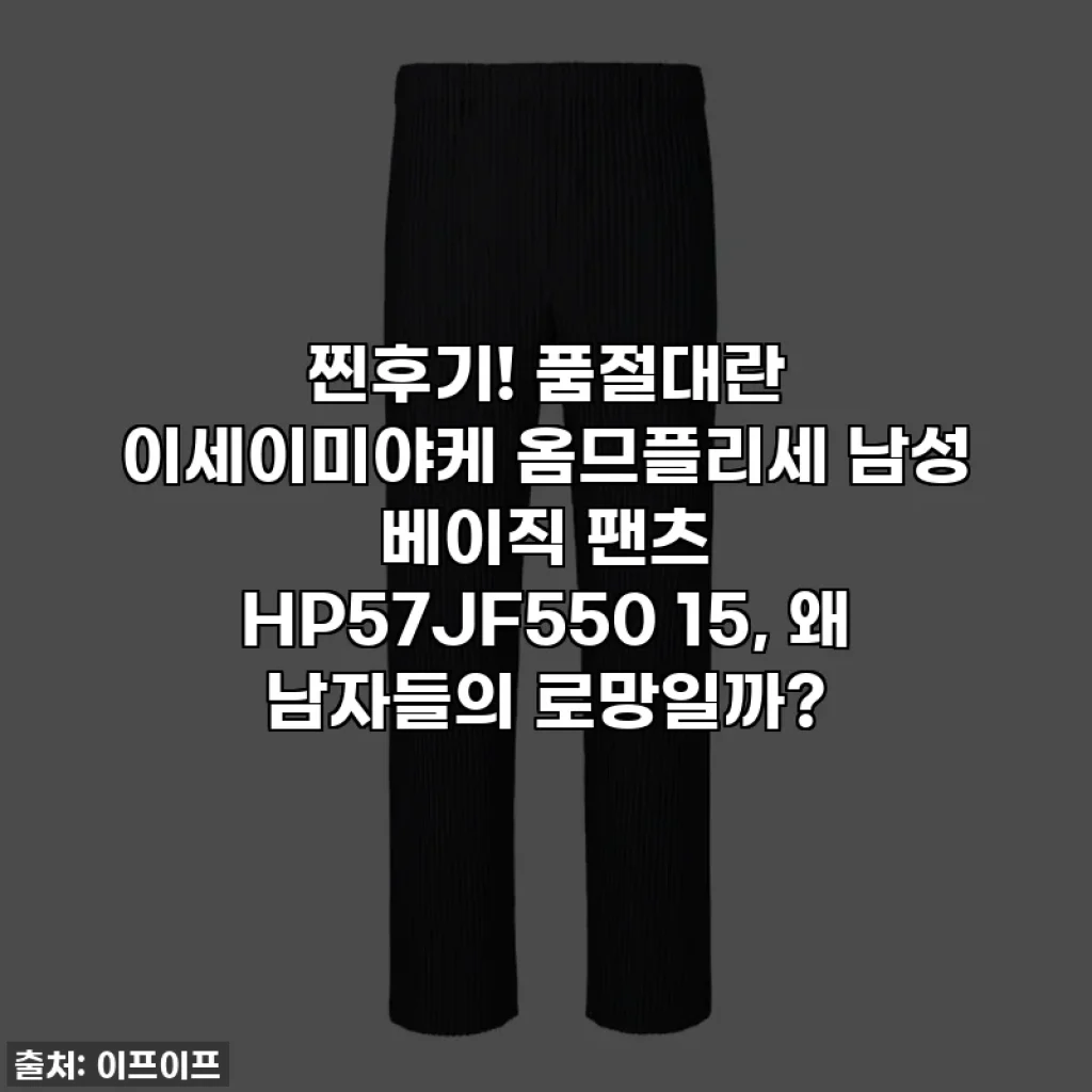 찐후기! 품절대란 이세이미야케 옴므플리세 남성 베이직 팬츠 HP57JF550 15, 왜 남자들의 로망일까?