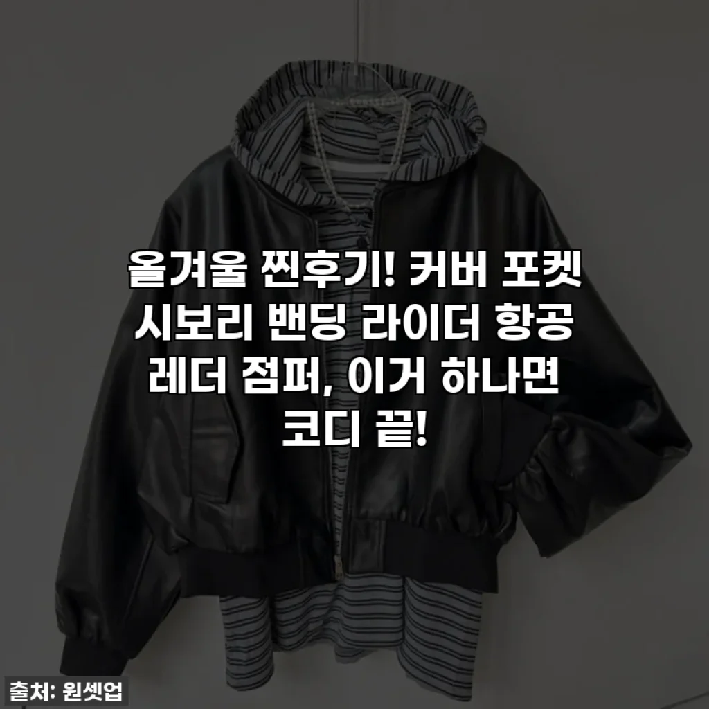 올겨울 찐후기! 커버 포켓 시보리 밴딩 라이더 항공 레더 점퍼, 이거 하나면 코디 끝!