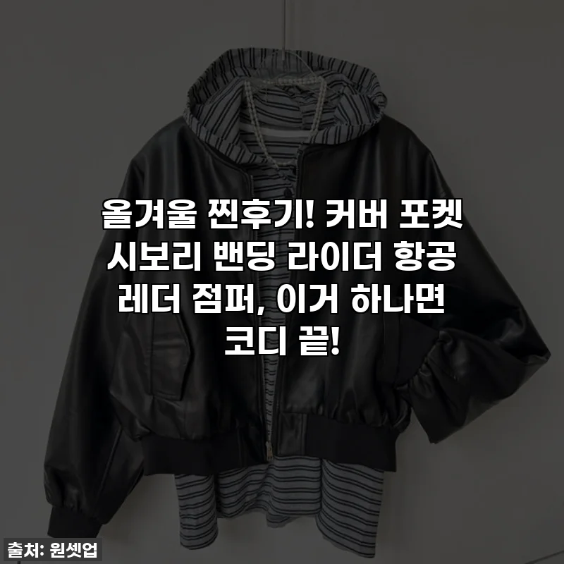 올겨울 찐후기! 커버 포켓 시보리 밴딩 라이더 항공 레더 점퍼, 이거 하나면 코디 끝!