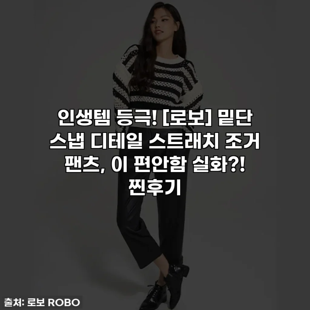 인생템 등극! [로보] 밑단 스냅 디테일 스트래치 조거 팬츠, 이 편안함 실화?! 찐후기