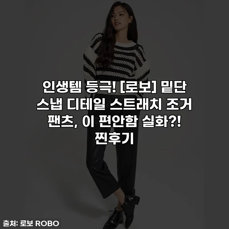 인생템 등극! [로보] 밑단 스냅 디테일 스트래치 조거 팬츠, 이 편안함 실화?! 찐후기