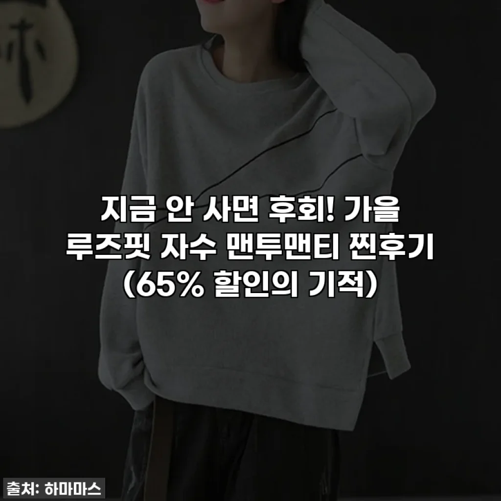 지금 안 사면 후회! 가을 루즈핏 자수 맨투맨티 찐후기 (65% 할인의 기적)
