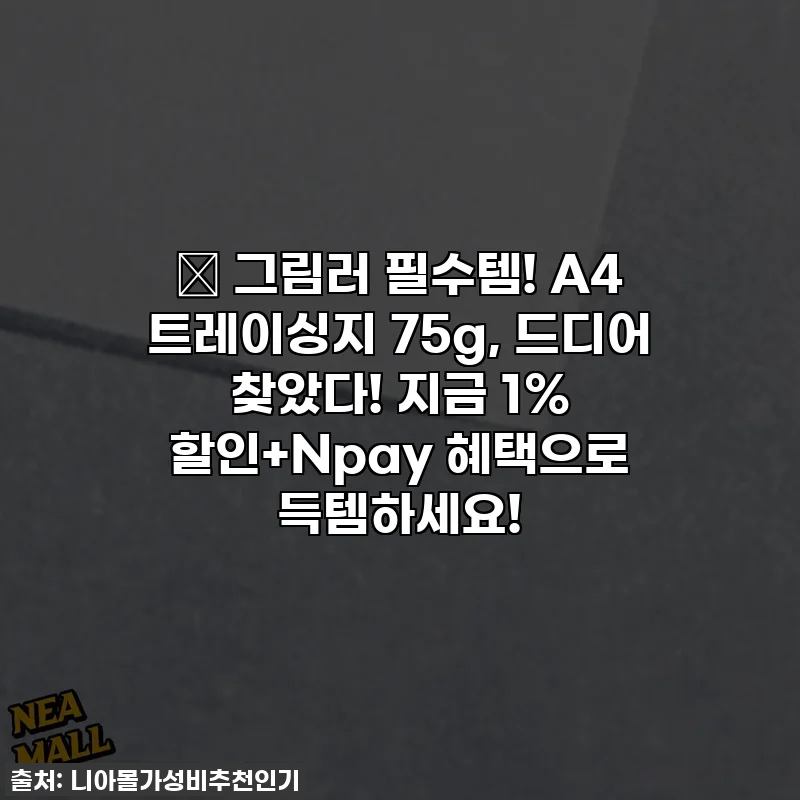 ✨ 그림러 필수템! A4 트레이싱지 75g, 드디어 찾았다! 지금 1% 할인+Npay 혜택으로 득템하세요!