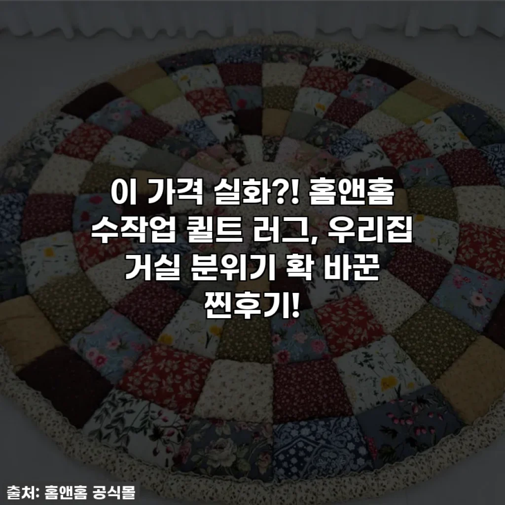 이 가격 실화?! 홈앤홈 수작업 퀼트 러그, 우리집 거실 분위기 확 바꾼 찐후기!