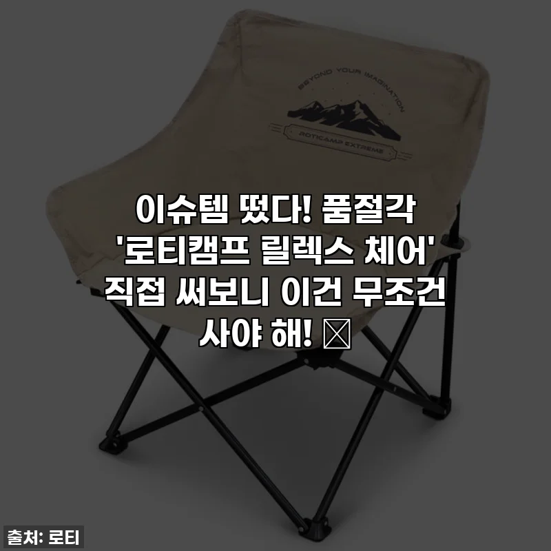 이슈템 떴다! 품절각 '로티캠프 릴렉스 체어' 직접 써보니 이건 무조건 사야 해! ✨