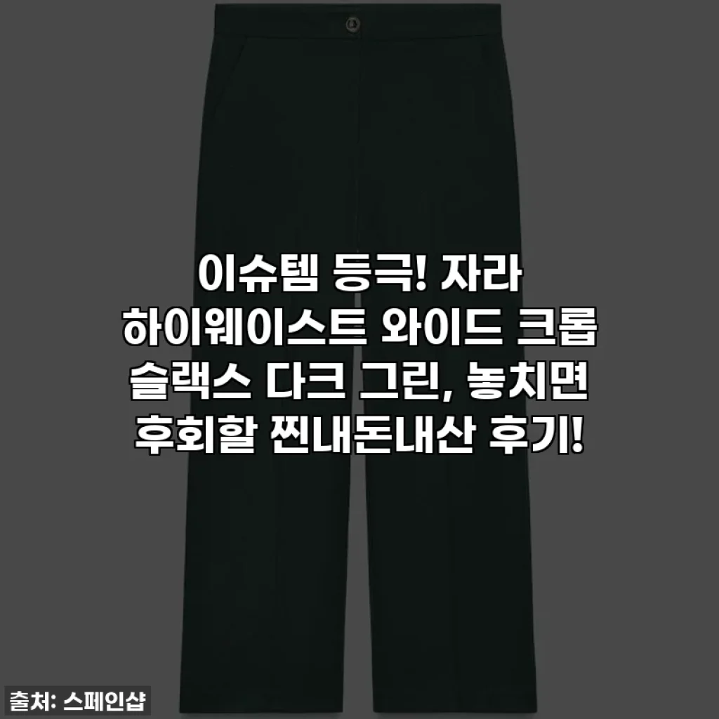 이슈템 등극! 자라 하이웨이스트 와이드 크롭 슬랙스 다크 그린, 놓치면 후회할 찐내돈내산 후기!