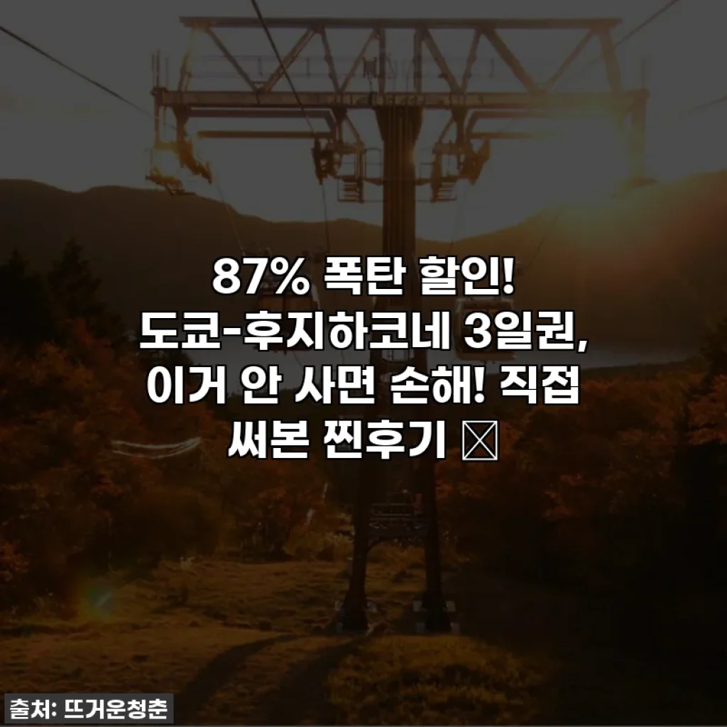 87% 폭탄 할인! 도쿄-후지하코네 3일권, 이거 안 사면 손해! 직접 써본 찐후기 ✨