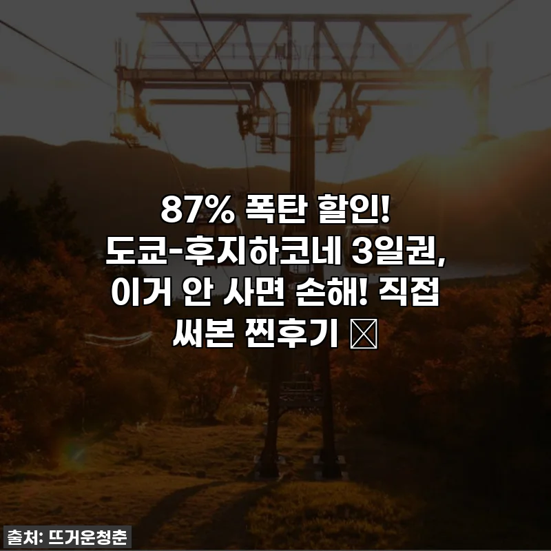 87% 폭탄 할인! 도쿄-후지하코네 3일권, 이거 안 사면 손해! 직접 써본 찐후기 ✨