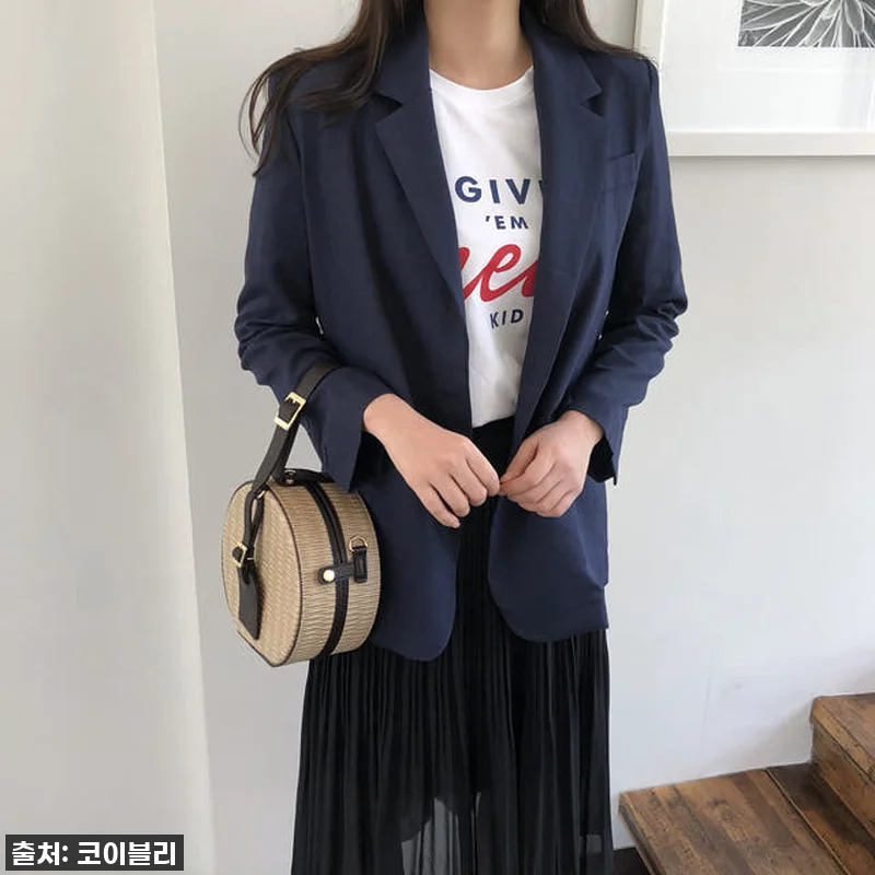 프리미엄 오버핏 여성 린넨 재킷 여자 관련 이미지 4