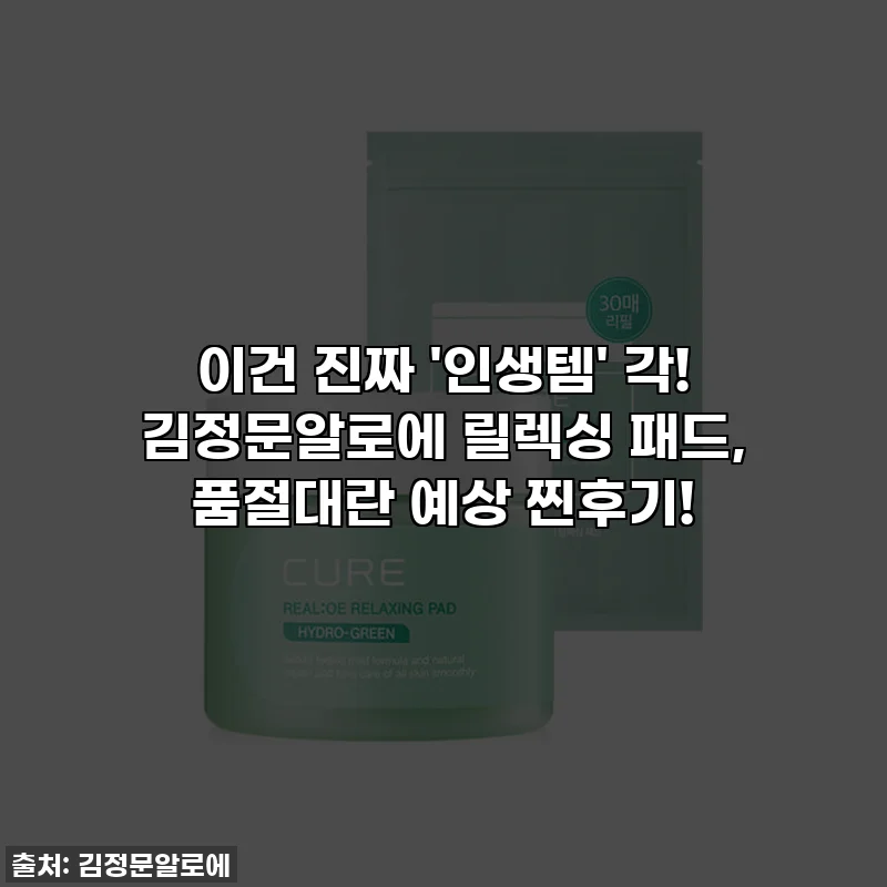 이건 진짜 '인생템' 각! 김정문알로에 릴렉싱 패드, 품절대란 예상 찐후기!