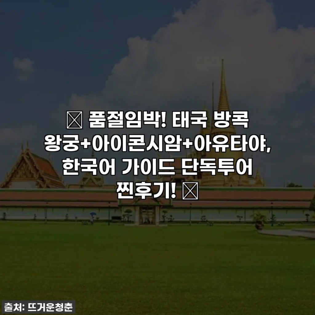 🔥 품절임박! 태국 방콕 왕궁+아이콘시암+아유타야, 한국어 가이드 단독투어 찐후기! ✨