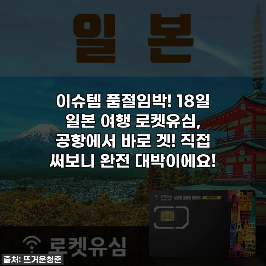 이슈템 품절임박! 18일 일본 여행 로켓유심, 공항에서 바로 겟! 직접 써보니 완전 대박이에요!