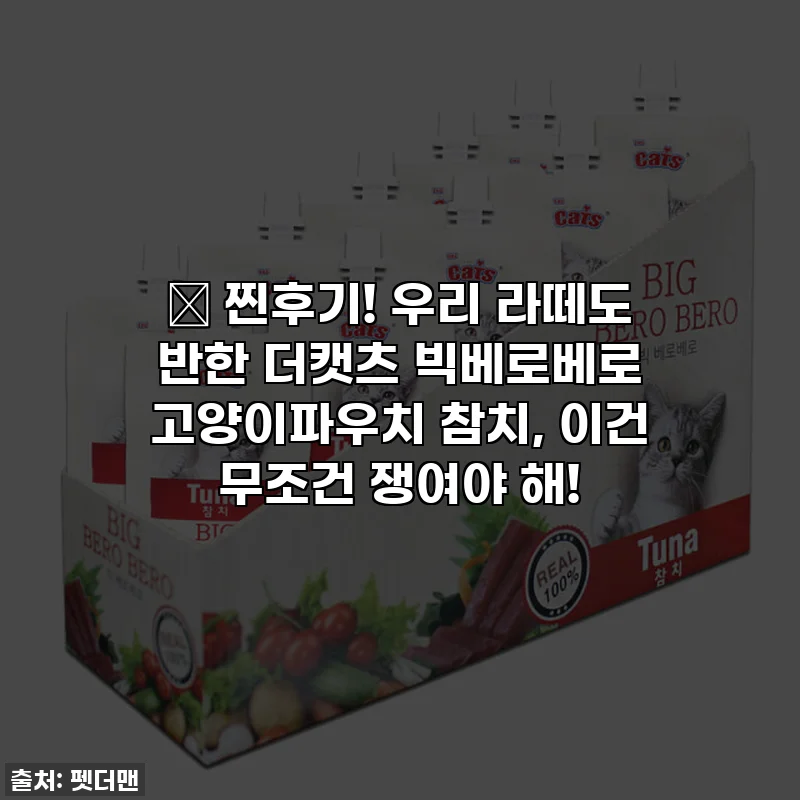 🔥 찐후기! 우리 라떼도 반한 더캣츠 빅베로베로 고양이파우치 참치, 이건 무조건 쟁여야 해!