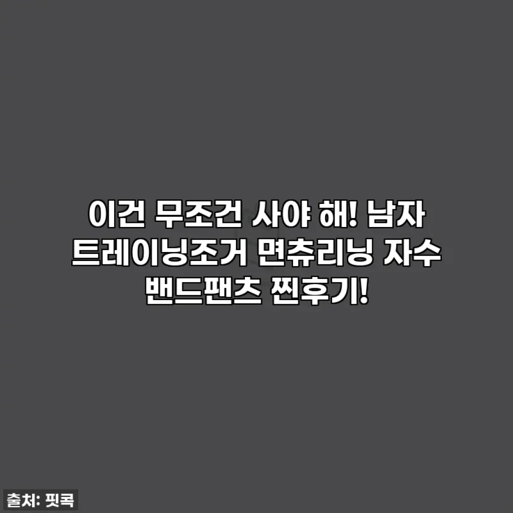 이건 무조건 사야 해! 남자 트레이닝조거 면츄리닝 자수 밴드팬츠 찐후기!