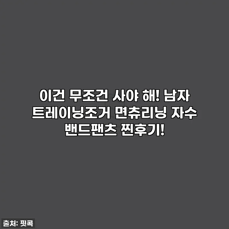 이건 무조건 사야 해! 남자 트레이닝조거 면츄리닝 자수 밴드팬츠 찐후기!
