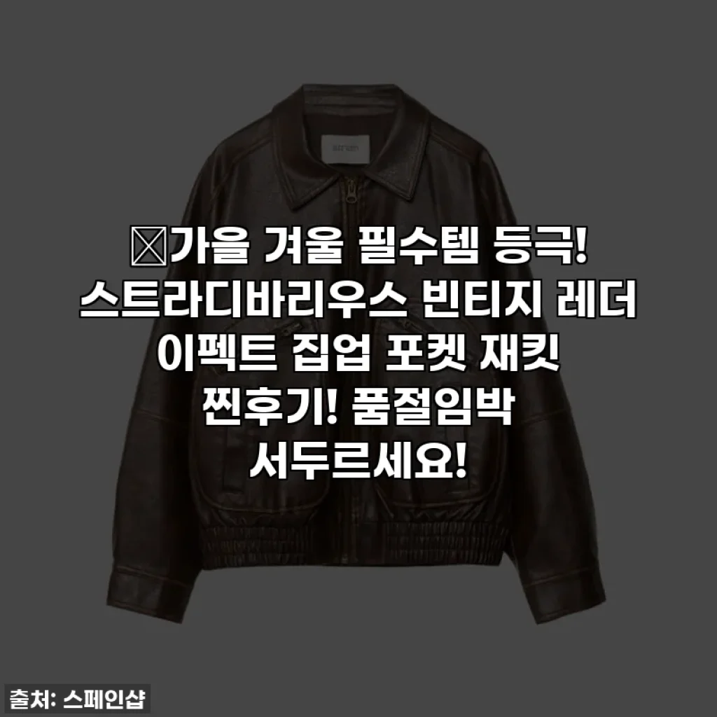 🍂가을 겨울 필수템 등극! 스트라디바리우스 빈티지 레더 이펙트 집업 포켓 재킷 찐후기! 품절임박 서두르세요!