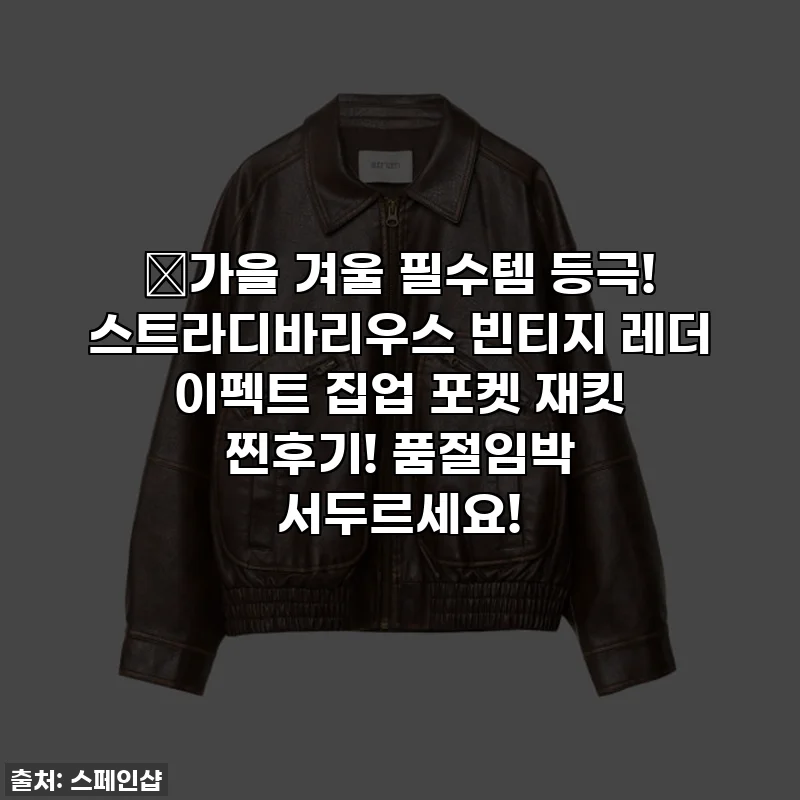 🍂가을 겨울 필수템 등극! 스트라디바리우스 빈티지 레더 이펙트 집업 포켓 재킷 찐후기! 품절임박 서두르세요!