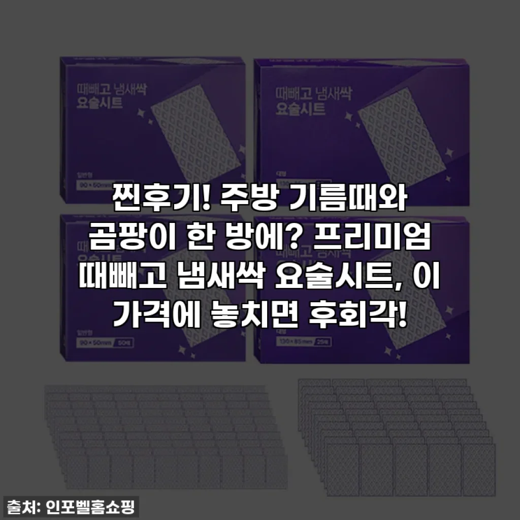 찐후기! 주방 기름때와 곰팡이 한 방에? 프리미엄 때빼고 냄새싹 요술시트, 이 가격에 놓치면 후회각!