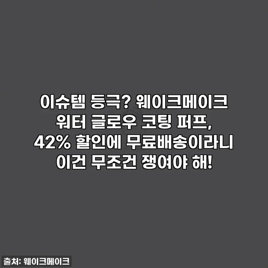이슈템 등극? 웨이크메이크 워터 글로우 코팅 퍼프, 42% 할인에 무료배송이라니 이건 무조건 쟁여야 해!
