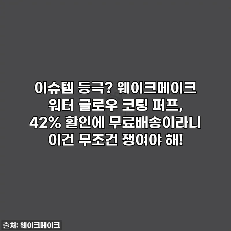 이슈템 등극? 웨이크메이크 워터 글로우 코팅 퍼프, 42% 할인에 무료배송이라니 이건 무조건 쟁여야 해!