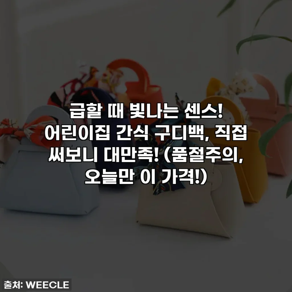 급할 때 빛나는 센스! 어린이집 간식 구디백, 직접 써보니 대만족! (품절주의, 오늘만 이 가격!)
